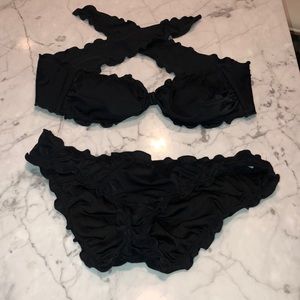 Victoria Secret Black ruffle bikini